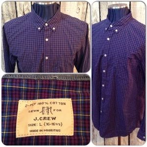 J. Crew Button Down Shirt Men L Purple Check H1-80